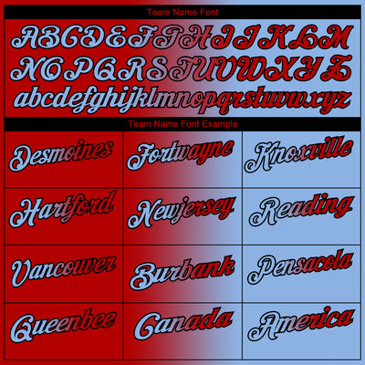 Custom Light Blue Red-Black 3D Gradient Fashion Performance Polo Shirt