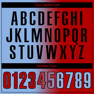 Custom Light Blue Red-Black 3D Gradient Fashion Performance Polo Shirt