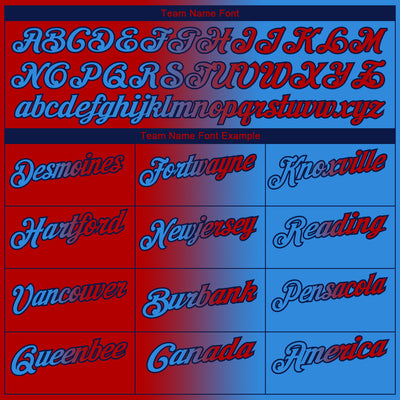 Custom Powder Blue Red-Navy 3D Gradient Fashion Performance Polo Shirt