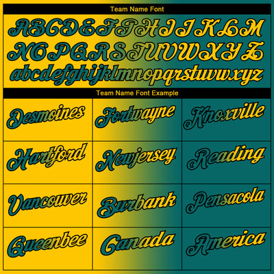 Custom Teal Yellow-Black 3D Gradient Fashion Performance Polo Shirt