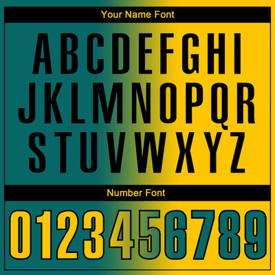 Custom Teal Yellow-Black 3D Gradient Fashion Performance Polo Shirt