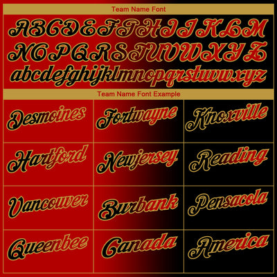 Custom Black Red-Old Gold 3D Gradient Fashion Performance Polo Shirt