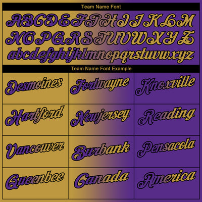 Custom Purple Old Gold-Black 3D Gradient Fashion Performance Polo Shirt