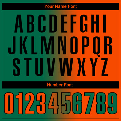 Custom Kelly Green Orange-Black 3D Gradient Fashion Performance Polo Shirt