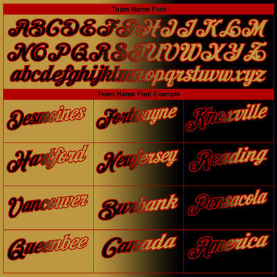 Custom Black Old Gold-Red 3D Gradient Fashion Performance Polo Shirt