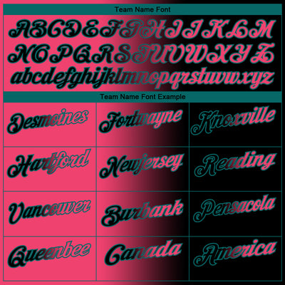 Custom Black Neon Pink-Teal 3D Gradient Fashion Performance Polo Shirt