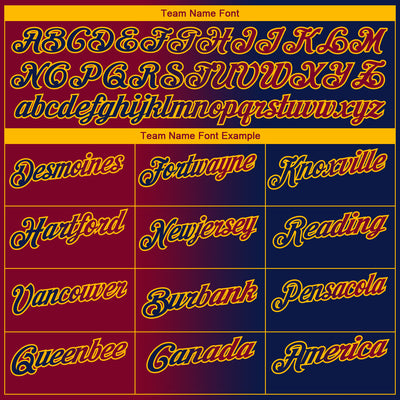 Custom Navy Maroon-Gold 3D Gradient Fashion Performance Polo Shirt