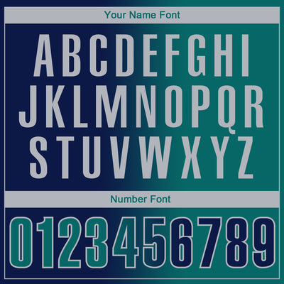 Custom Navy Teal-Gray 3D Gradient Fashion Performance Polo Shirt