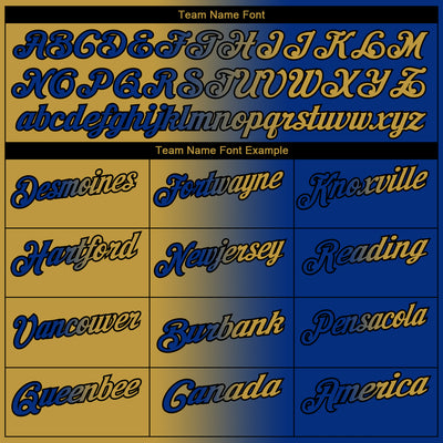 Custom Royal Old Gold-Black 3D Gradient Fashion Performance Polo Shirt