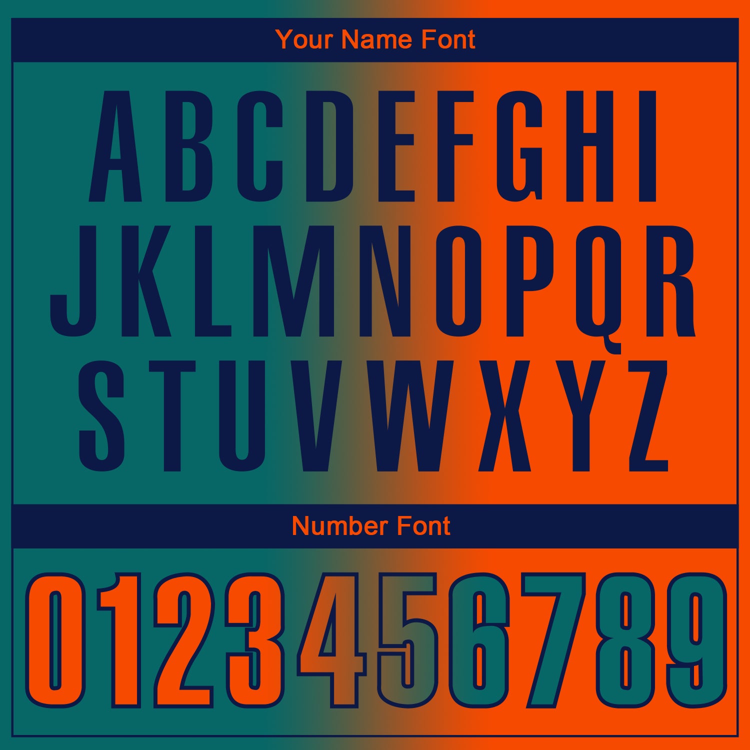 Custom Teal Orange-Navy 3D Gradient Fashion Performance Polo Shirt