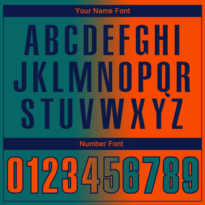 Custom Teal Orange-Navy 3D Gradient Fashion Performance Polo Shirt