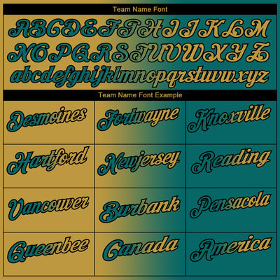 Custom Teal Old Gold-Black 3D Gradient Fashion Performance Polo Shirt