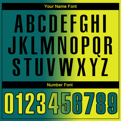 Custom Teal Neon Yellow-Black 3D Gradient Fashion Performance Polo Shirt