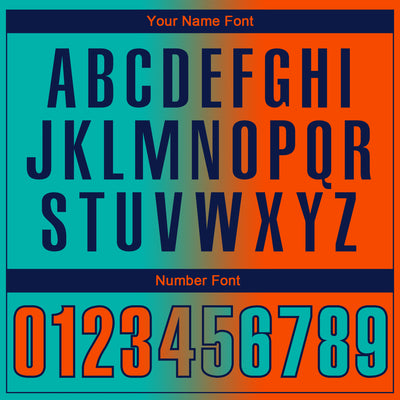 Custom Aqua Orange-Navy 3D Gradient Fashion Performance Polo Shirt