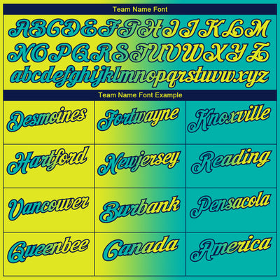 Custom Aqua Neon Yellow-Navy 3D Gradient Fashion Performance Polo Shirt