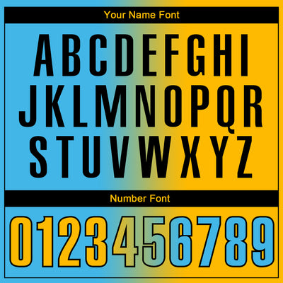 Custom Sky Blue Gold-Black 3D Gradient Fashion Performance Polo Shirt