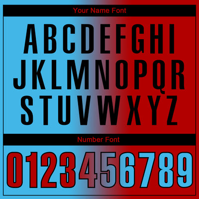 Custom Sky Blue Red-Black 3D Gradient Fashion Performance Polo Shirt