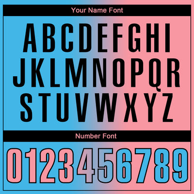 Custom Sky Blue Medium Pink-Black 3D Gradient Fashion Performance Polo Shirt