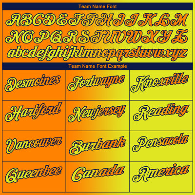 Custom Neon Yellow Bay Orange-Navy 3D Gradient Fashion Performance Polo Shirt