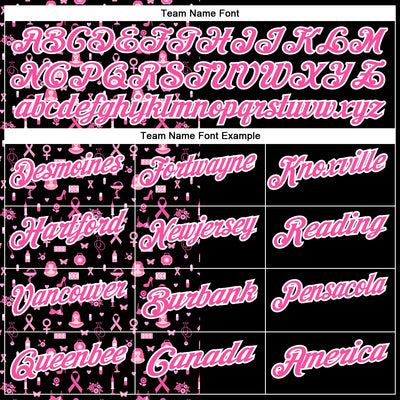 Custom Black Pink-White 3D Pink Ribbon Breast Cancer Awareness Month Women Health Care Support Performance Polo Shirt