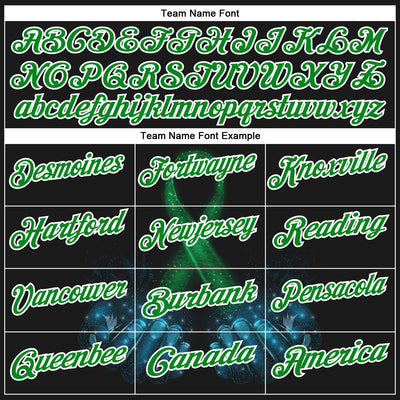 Custom Black Grass Green-White 3D Pattern Design Green Ribbon Liver Cancer Performance Polo Shirt