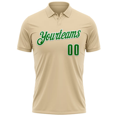 Custom City Cream Grass Green-White 3D Pattern Design Green Ribbon Liver Cancer Heart Performance Polo Shirt