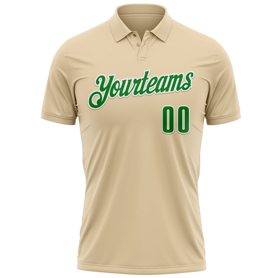 Custom City Cream Grass Green-White 3D Pattern Design Green Ribbon Liver Cancer Heart Performance Polo Shirt
