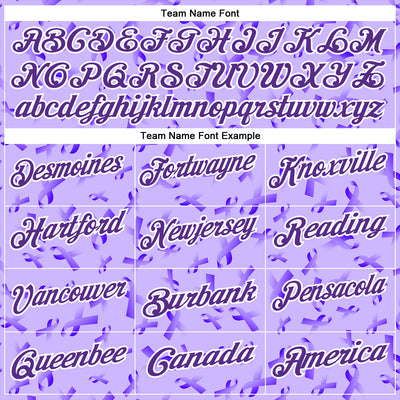 Custom Purple White 3D Pattern Design Purple Ribbon Gynecological Cancer Awareness Performance Polo Shirt