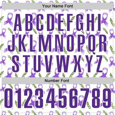 Custom White Purple 3D Pattern Design Purple Ribbon Pancreatic Cancer Awareness Performance Polo Shirt