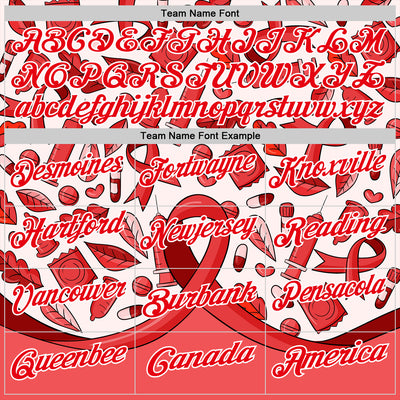 Custom Fire Red White 3D Pattern Design Red Ribbon Blood Cancer Cancer Awareness Performance Polo Shirt