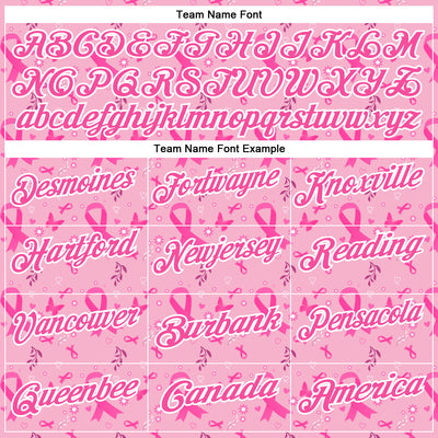 Custom Light Pink Pink-White 3D Pink Ribbon Breast Cancer Awareness Performance Polo Shirt