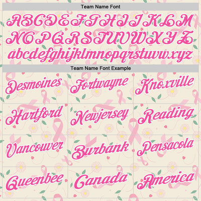 Custom Cream Pink-White 3D Pink Ribbon Breast Cancer Awareness Floral Performance Polo Shirt