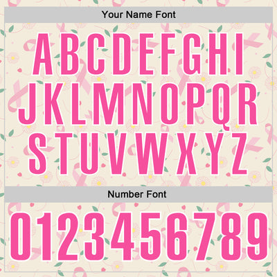 Custom Cream Pink-White 3D Pink Ribbon Breast Cancer Awareness Floral Performance Polo Shirt