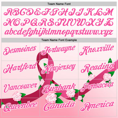 Custom White Pink 3D Pink Ribbon Breast Cancer Awareness Floral Performance Polo Shirt