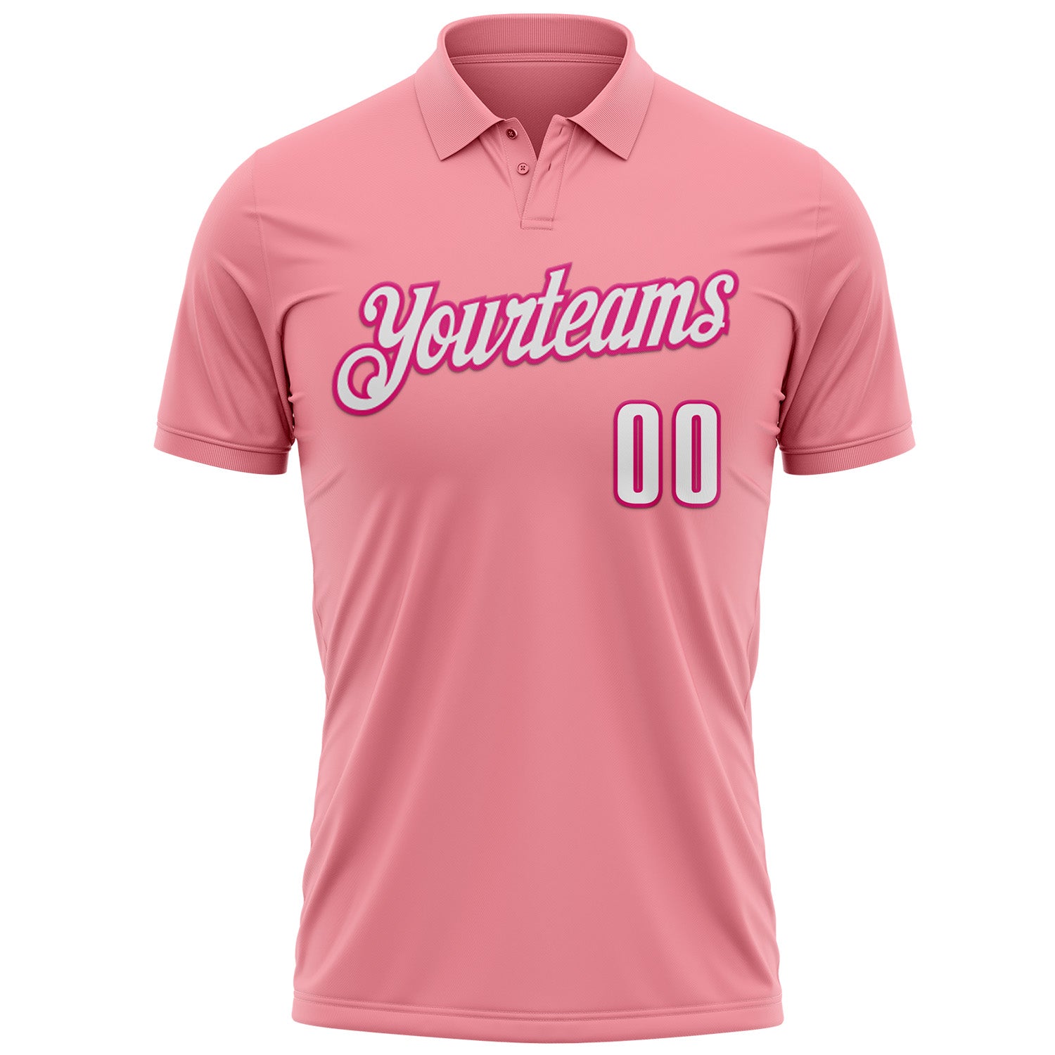 Custom Medium Pink White-Hot Pink 3D Pink Ribbon Breast Cancer Awareness Baseball Performance Polo Shirt