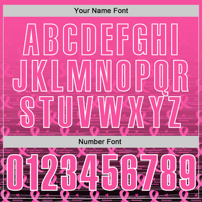 Custom Pink Black-White 3D Gradient Pink Ribbon Breast Cancer Awareness Performance Polo Shirt