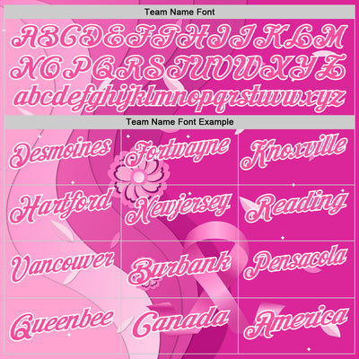 Custom Deep Pink Pink-White 3D Pink Ribbon Breast Cancer Awareness Floral Performance Polo Shirt