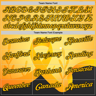 Custom Gold Black 3D Pattern Design Yellow Ribbon Bone Cancer Awareness Performance Polo Shirt