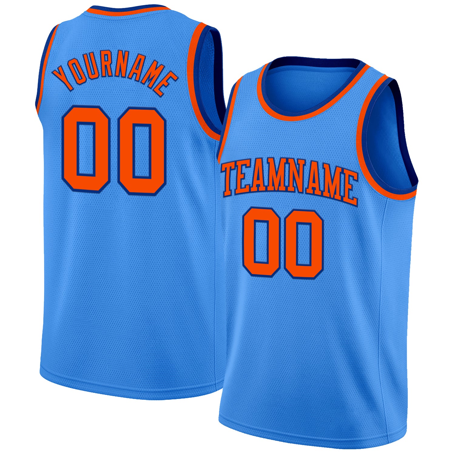Custom Powder Blue Orange-Royal Authentic Basketball Jersey