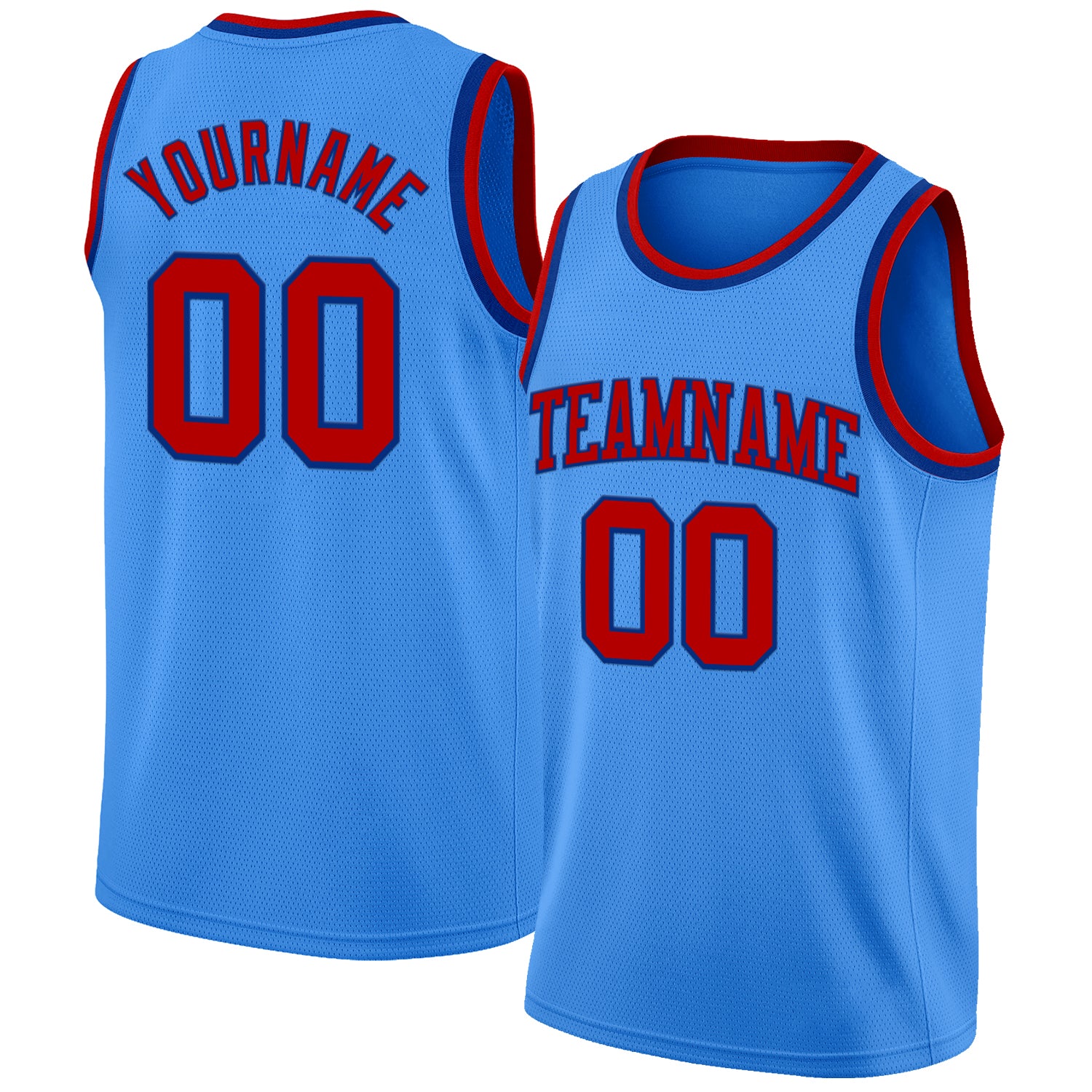 Custom Powder Blue Red-Royal Authentic Basketball Jersey