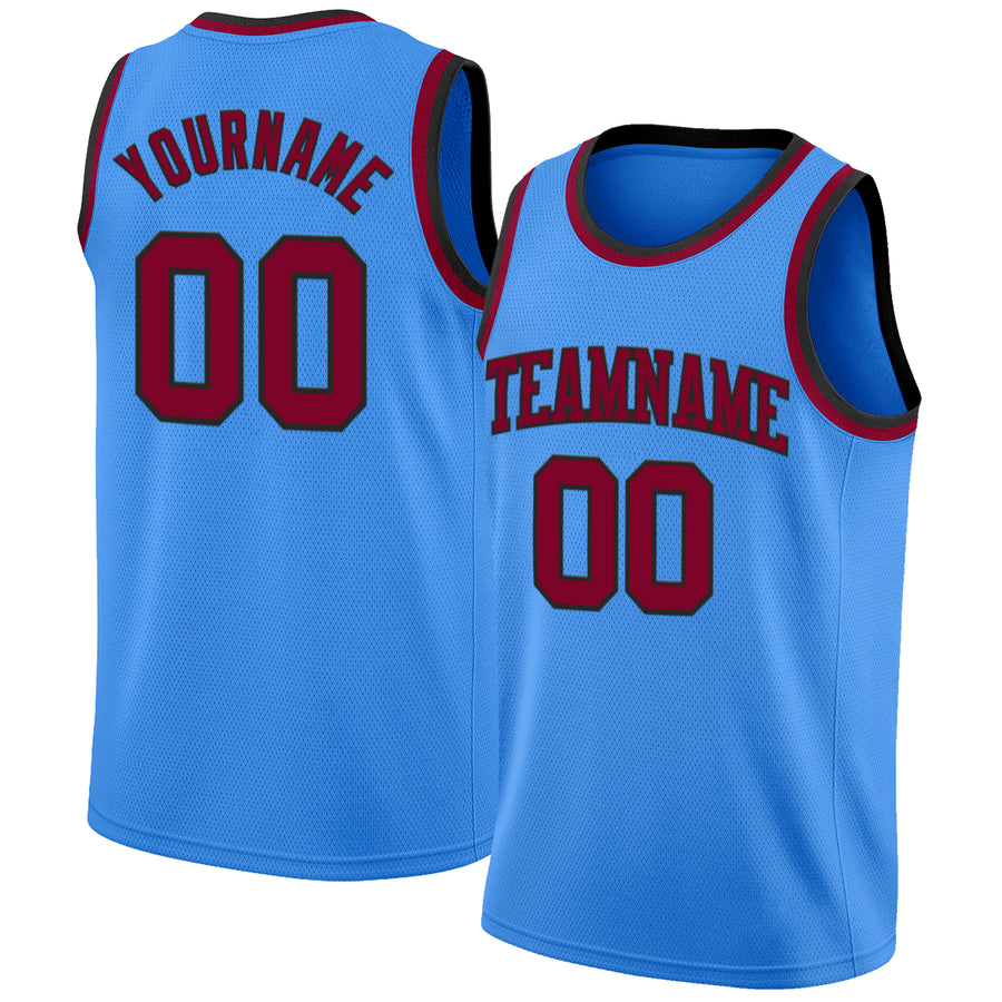 Custom Powder Blue Maroon-Black Authentic Basketball Jersey