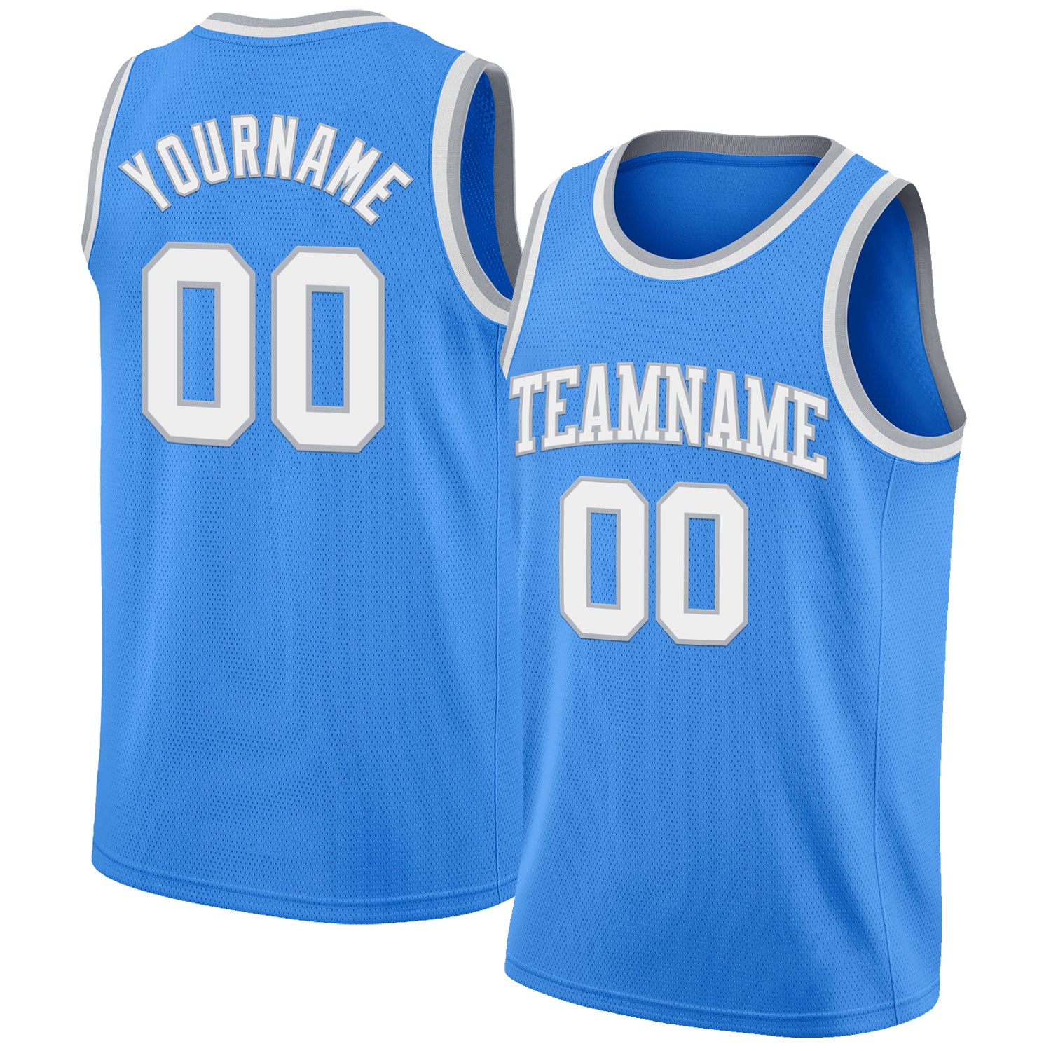 Custom Powder Blue White-Gray Authentic Basketball Jersey