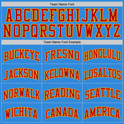 Custom Powder Blue Red-Gold Authentic Basketball Jersey