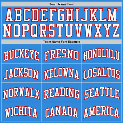 Custom Powder Blue White-Red Authentic Basketball Jersey