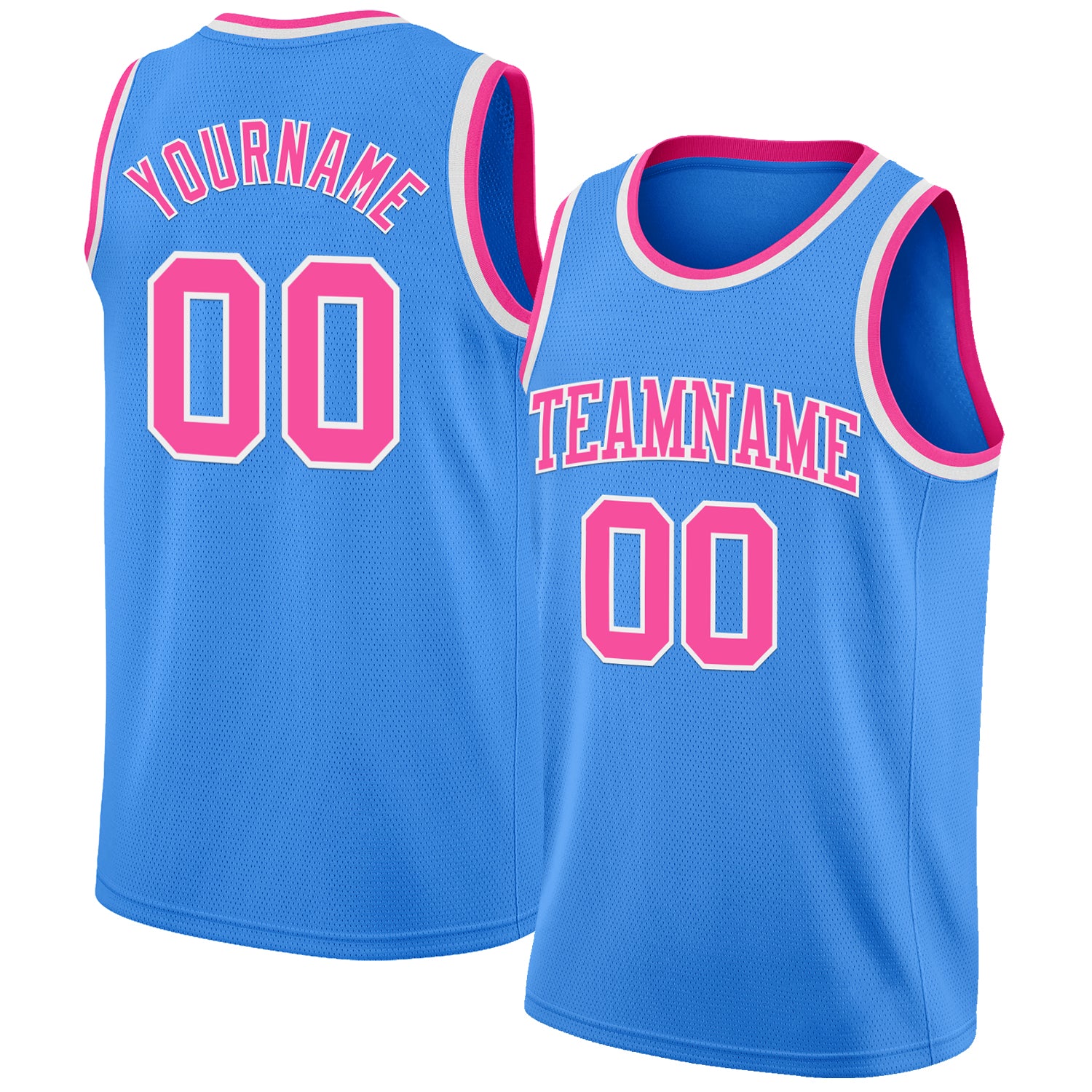 Custom Powder Blue Pink-White Authentic Basketball Jersey