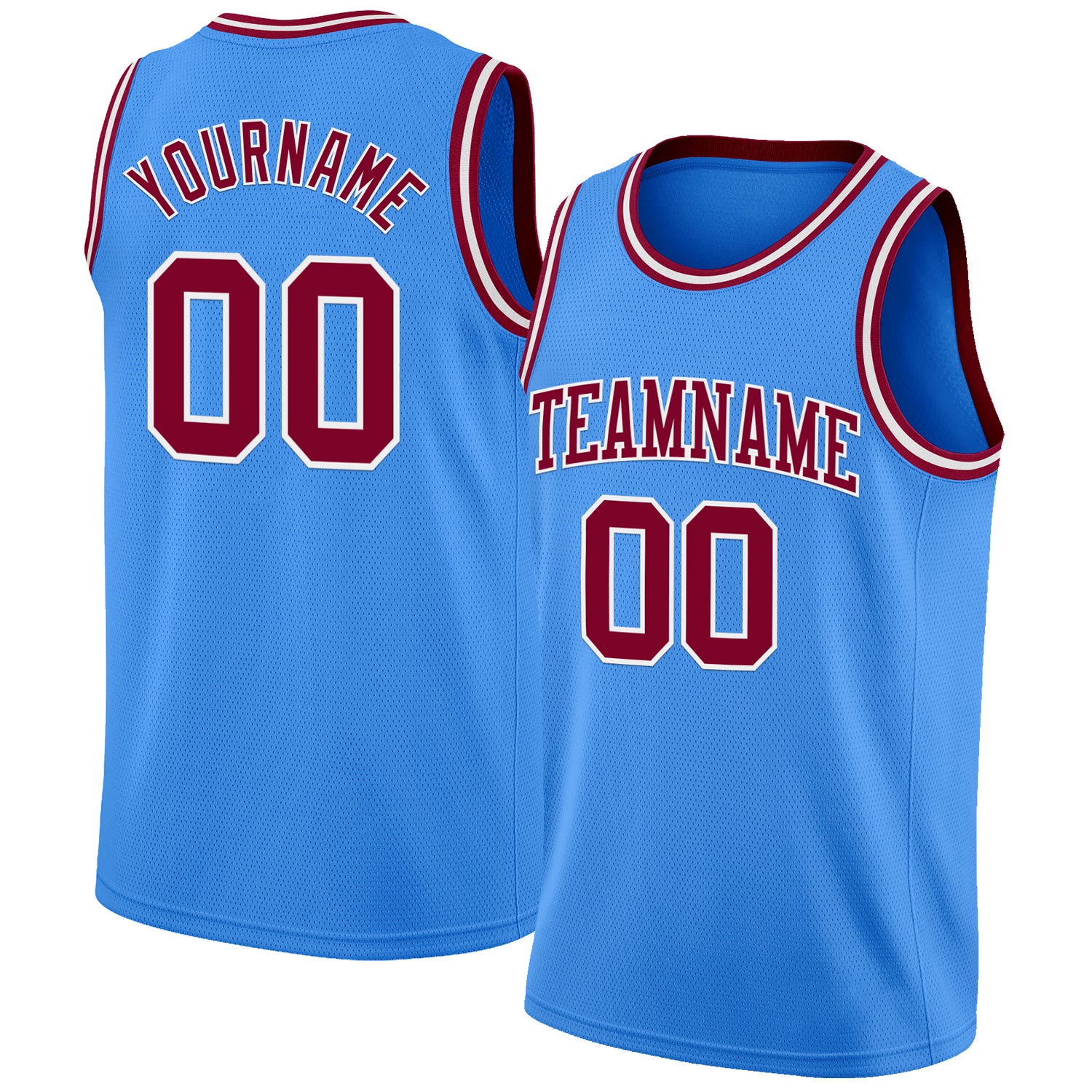 Custom Powder Blue Maroon-White Authentic Basketball Jersey