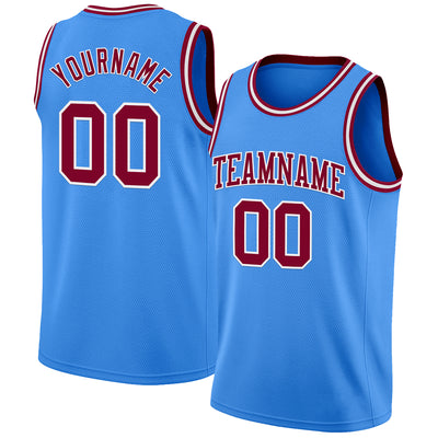 Custom Powder Blue Maroon-White Authentic Basketball Jersey