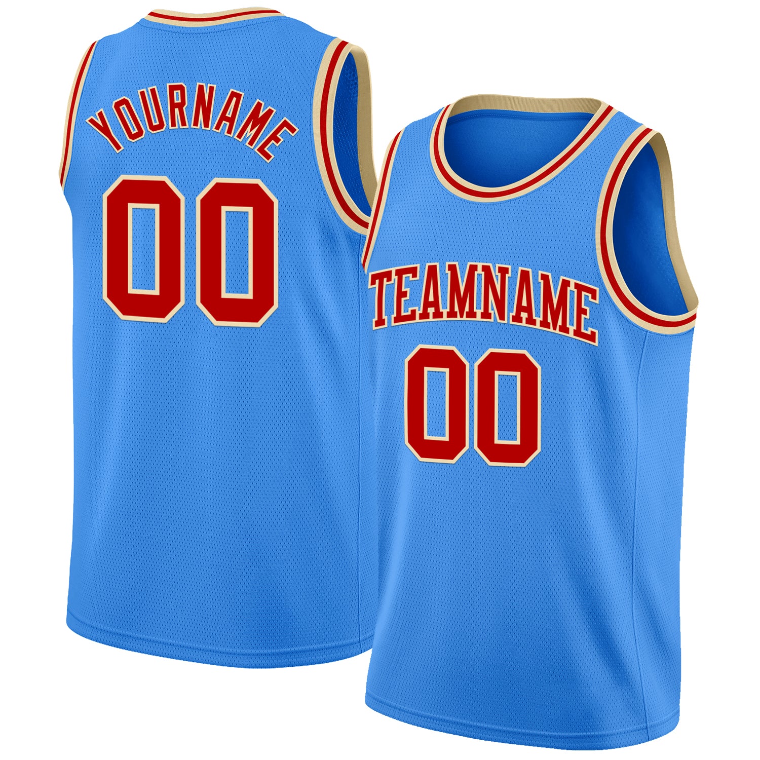 Custom Powder Blue Red-Cream Authentic Basketball Jersey