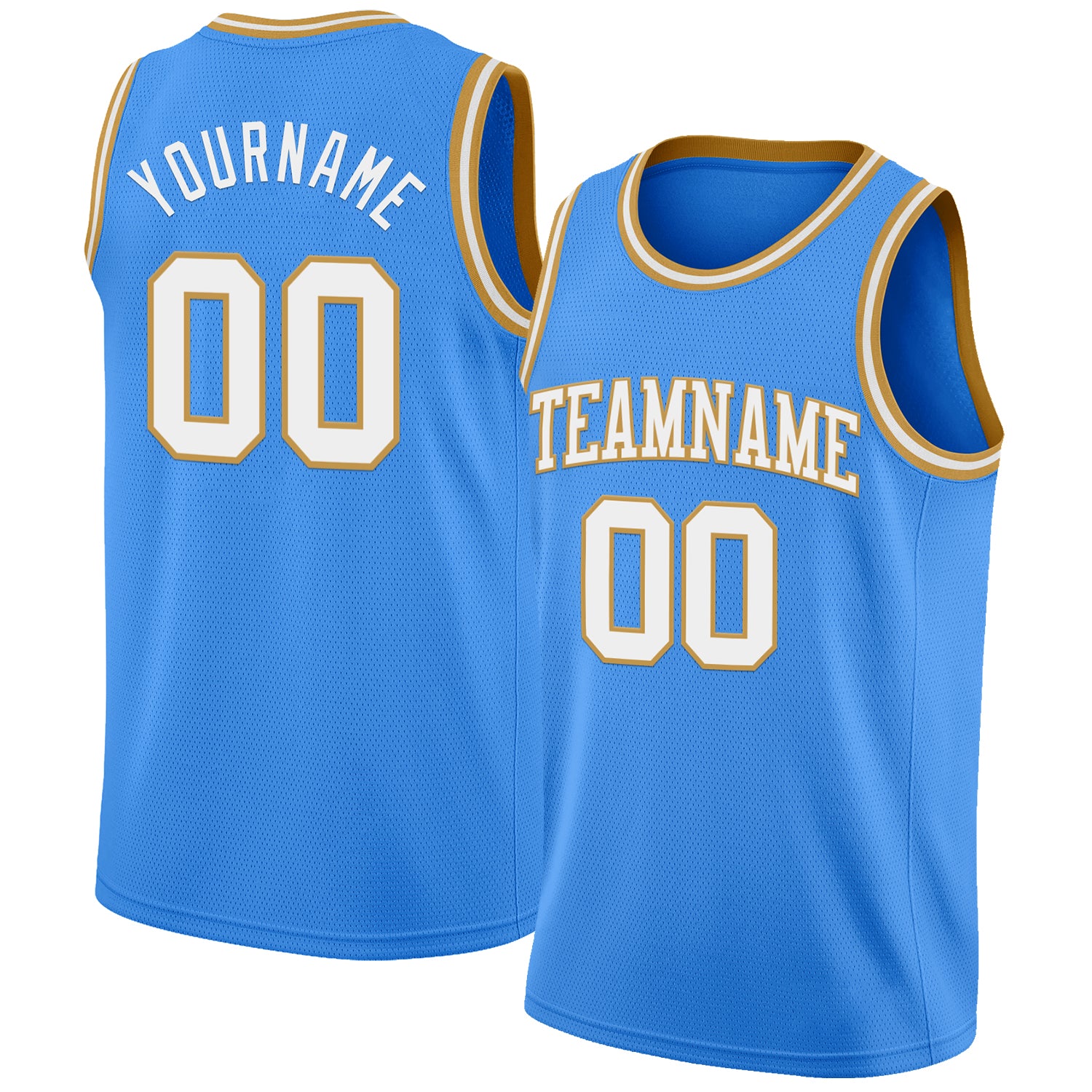Custom Powder Blue White-Old Gold Authentic Basketball Jersey