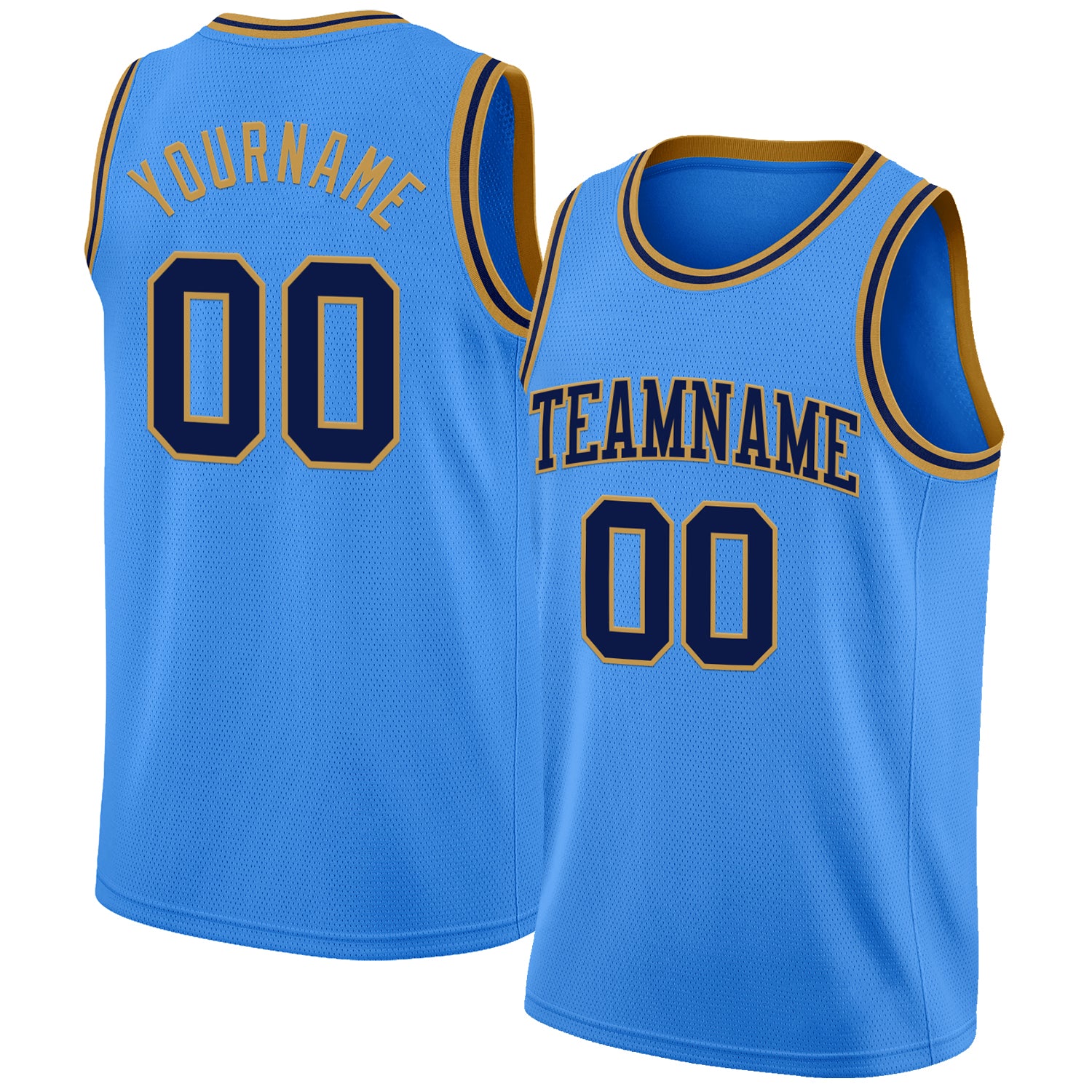 Custom Powder Blue Navy-Old Gold Authentic Basketball Jersey